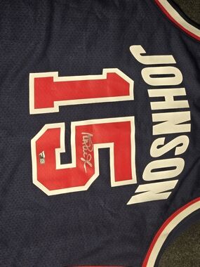 Fanatics Navy Red White Johnson #15 Basketball Jersey